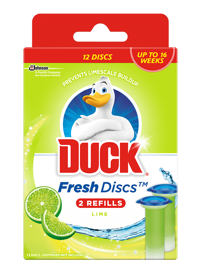 Hygienic Lime Zest Descaler Discs 12 x Duck Toilet Gel Stamps Handle & Tube